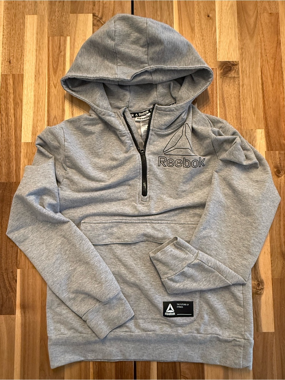 Reebok Men's Light Gray Half-Zip Hoodie Sweatshirt
